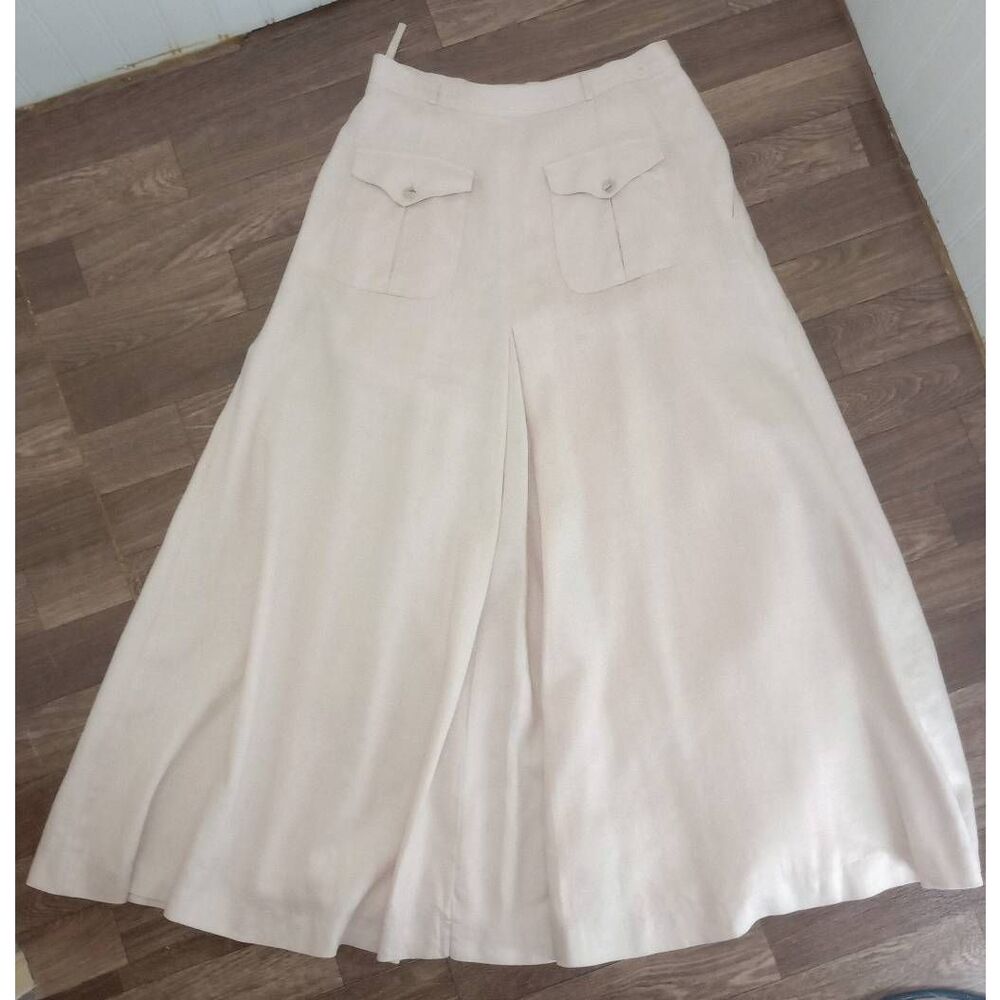 ❤️100% Linen Vintage LIZ CLAIBORNE blush pink riding skirt circle skirt, pockets - Picture 4 of 6